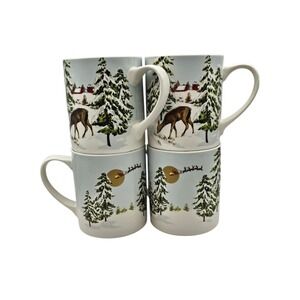 Set‎ of 4 Santa by Williams Sonoma Christmas Reindeer Sleigh Moon Mug